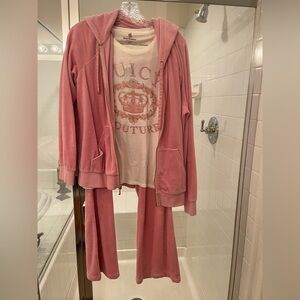 Pink Vintage Juicy Couture Tracksuit + Shirt EUC Medium